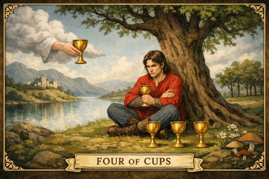 Четвірка кубків - значення карти Таро