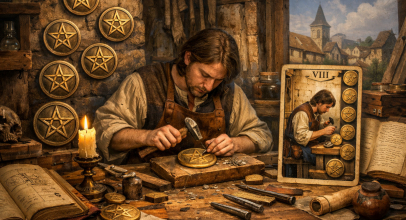 Вісімка пентаклів - значення карти Таро