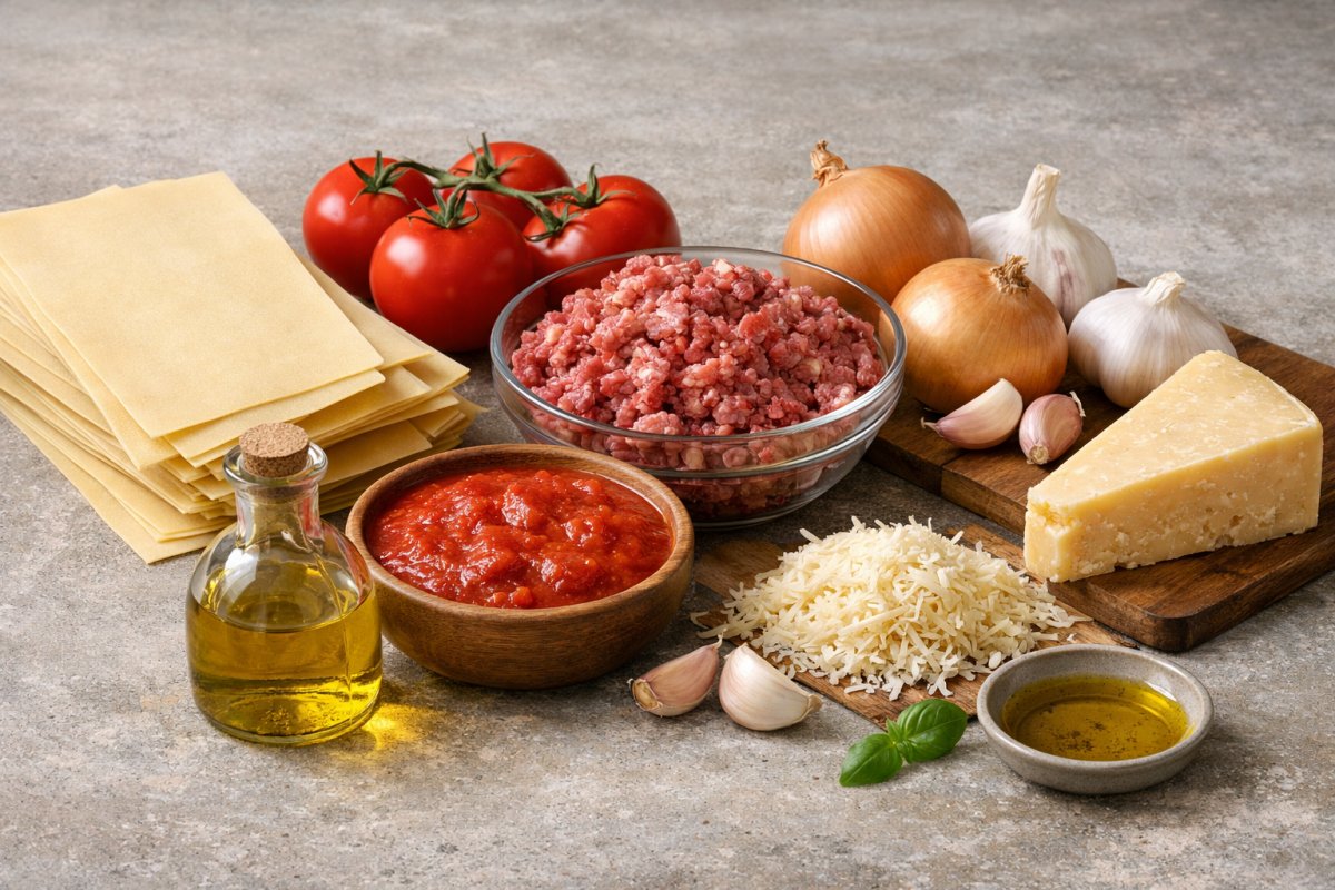 Інгредієнти для класичної лазаньї Інгредієнти для класичної лазаньї