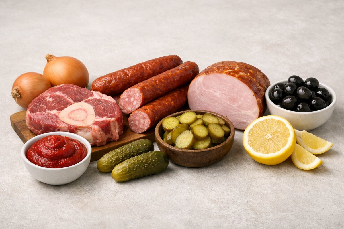 Ингредиенты для классической солянки Ингредиенты для классической солянки