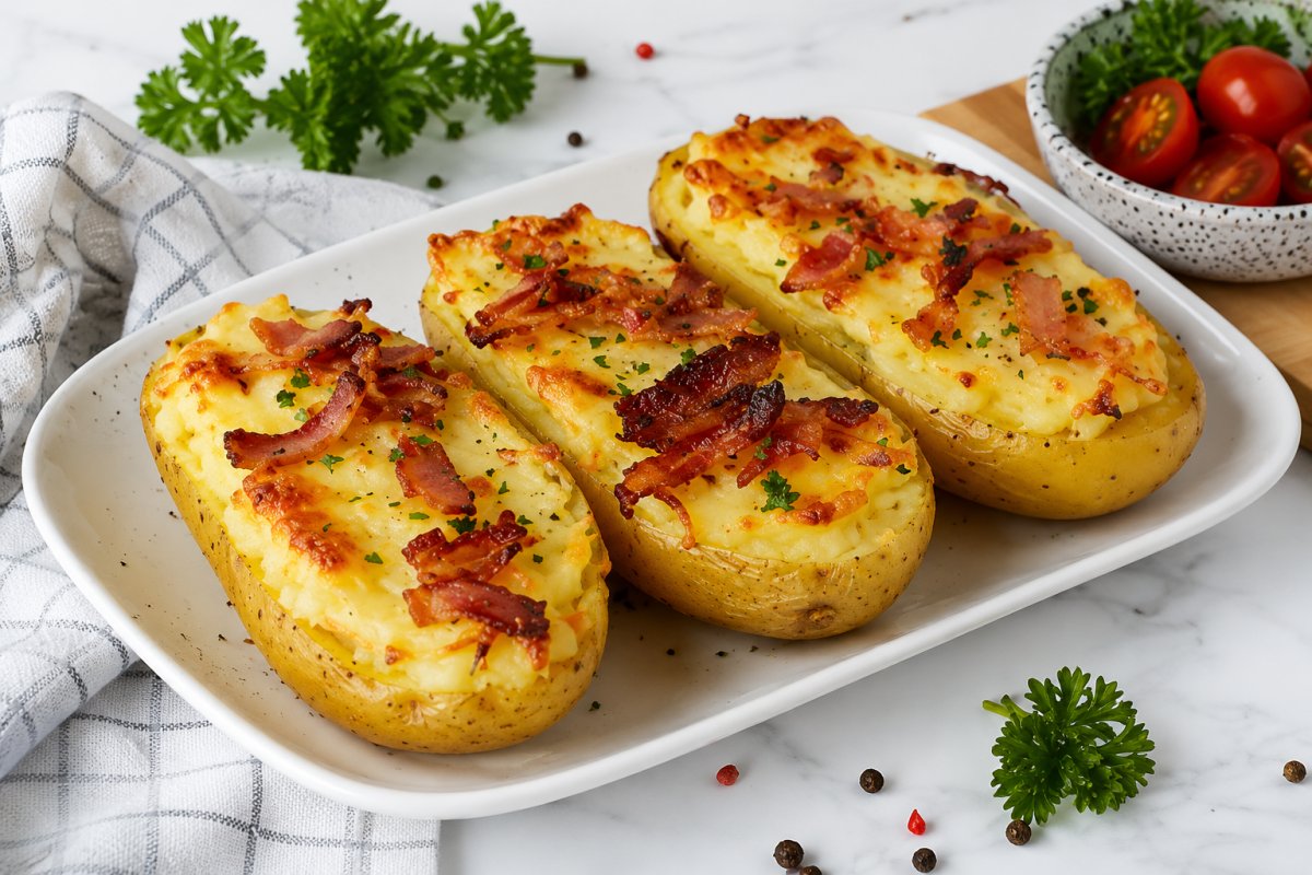 Картофельные лодочки с беконом