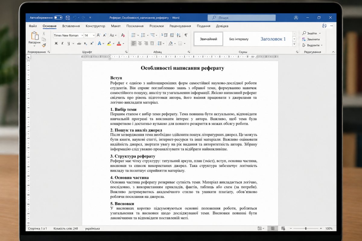Особливості написання реферату