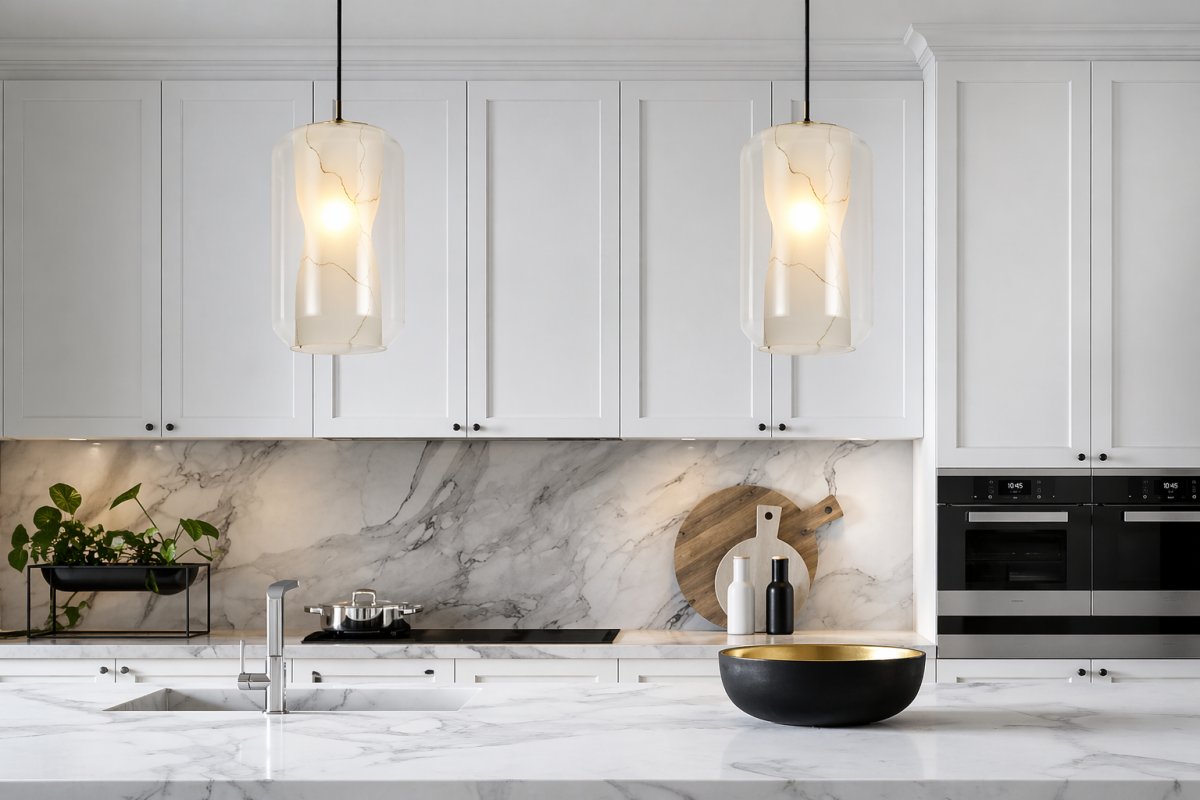 Освітлювальні прилади з мармуровим акцентом