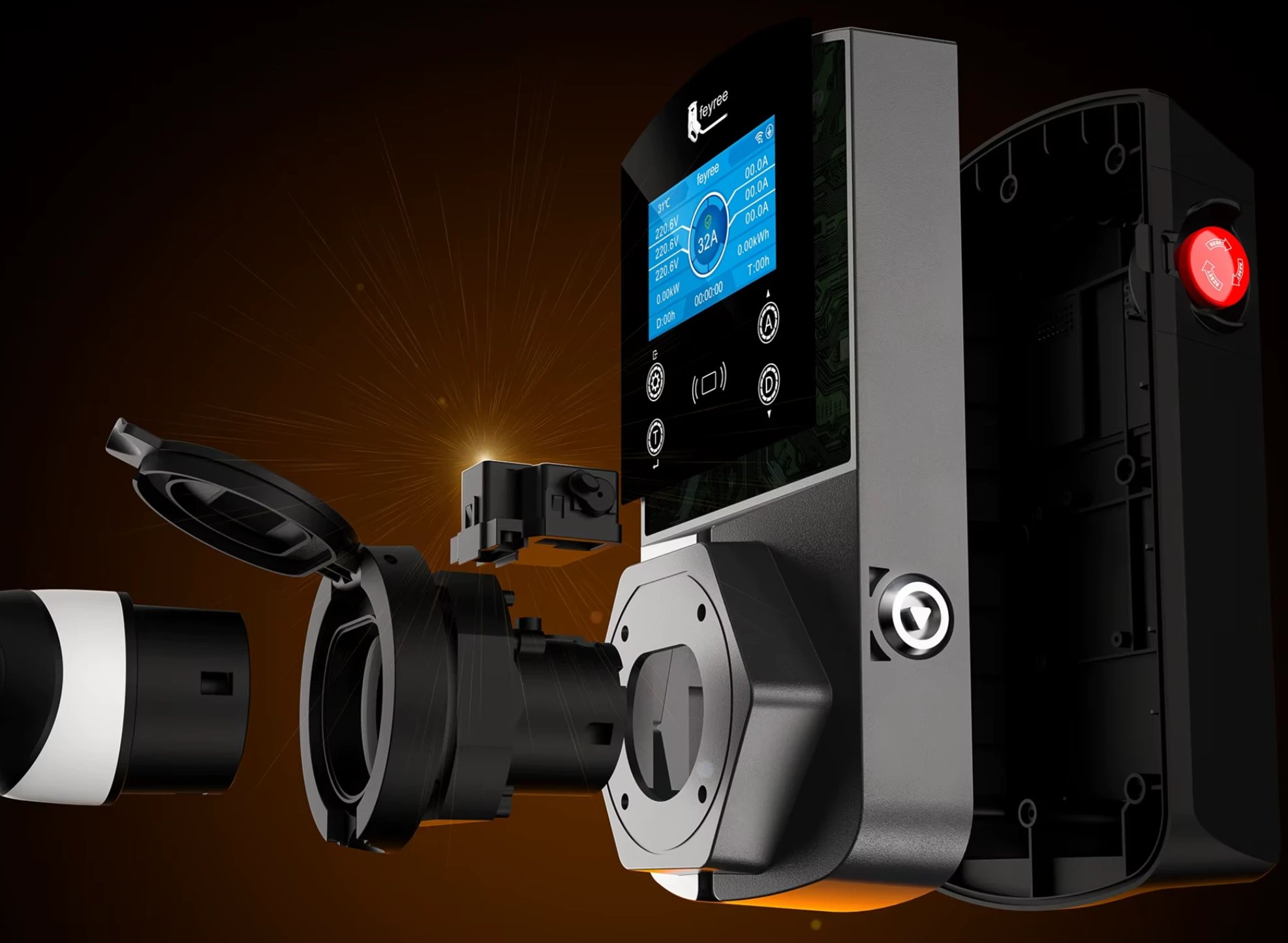 Компактная зарядная станция Feyree Draco PRO 22 кВт с лаконичным дизайном